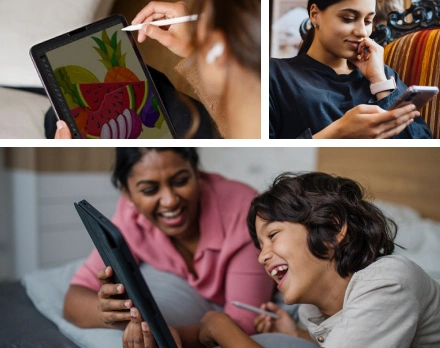 People using their electronic devices