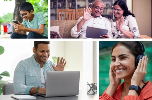 People using their electronic devices